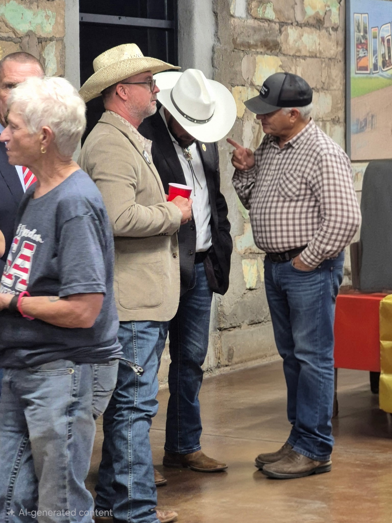 Joshua Lawrence talking with supporters at a campaign event