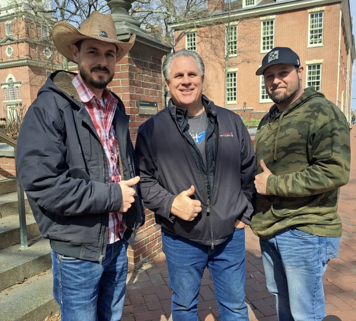 Joshua Lawrence with supporters at Independence Hall