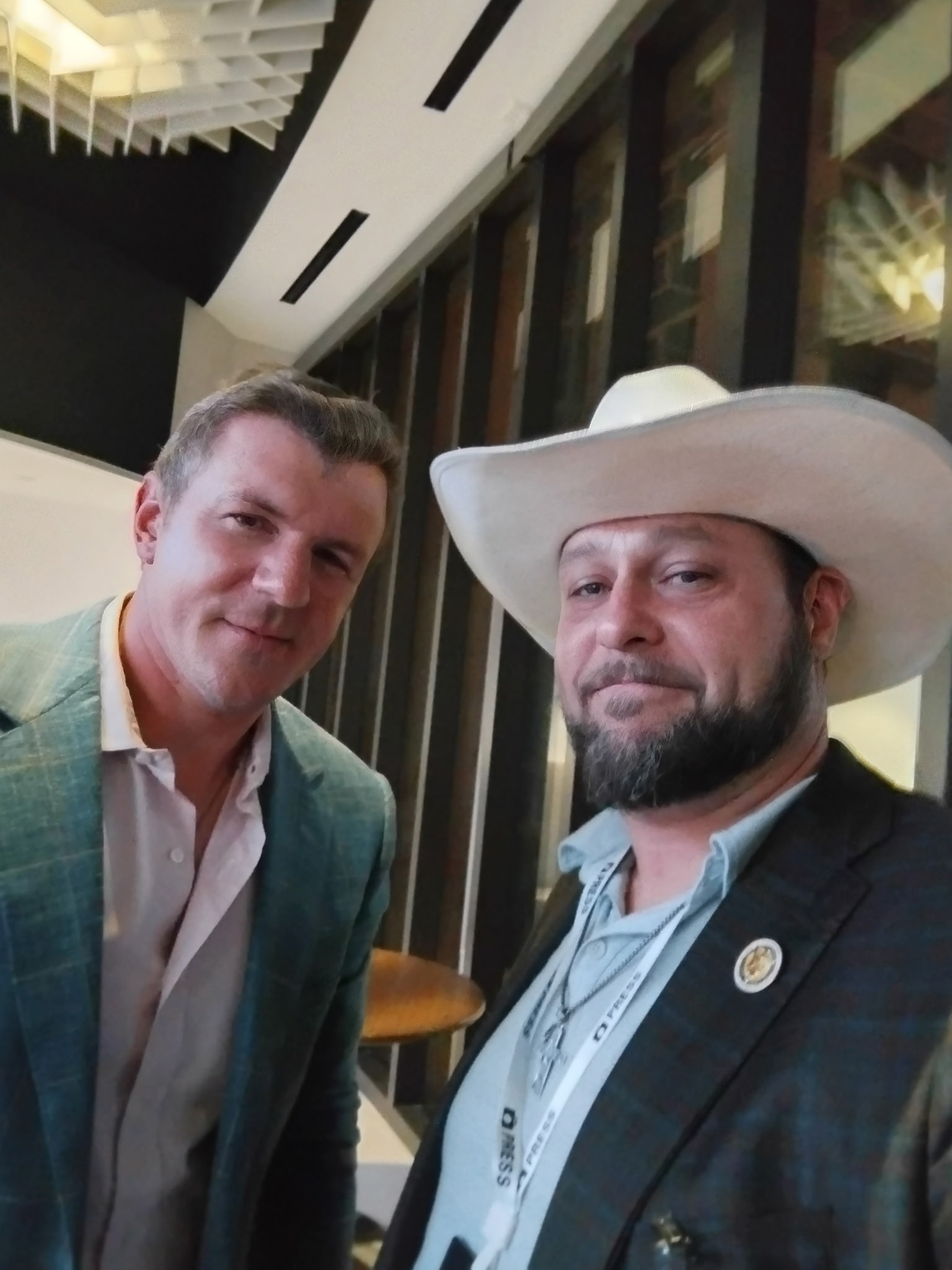 Joshua Lawrence with a supporter